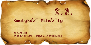 Kmetykó Mihály névjegykártya