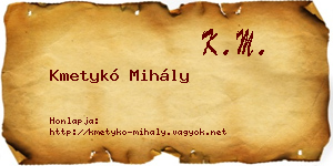 Kmetykó Mihály névjegykártya